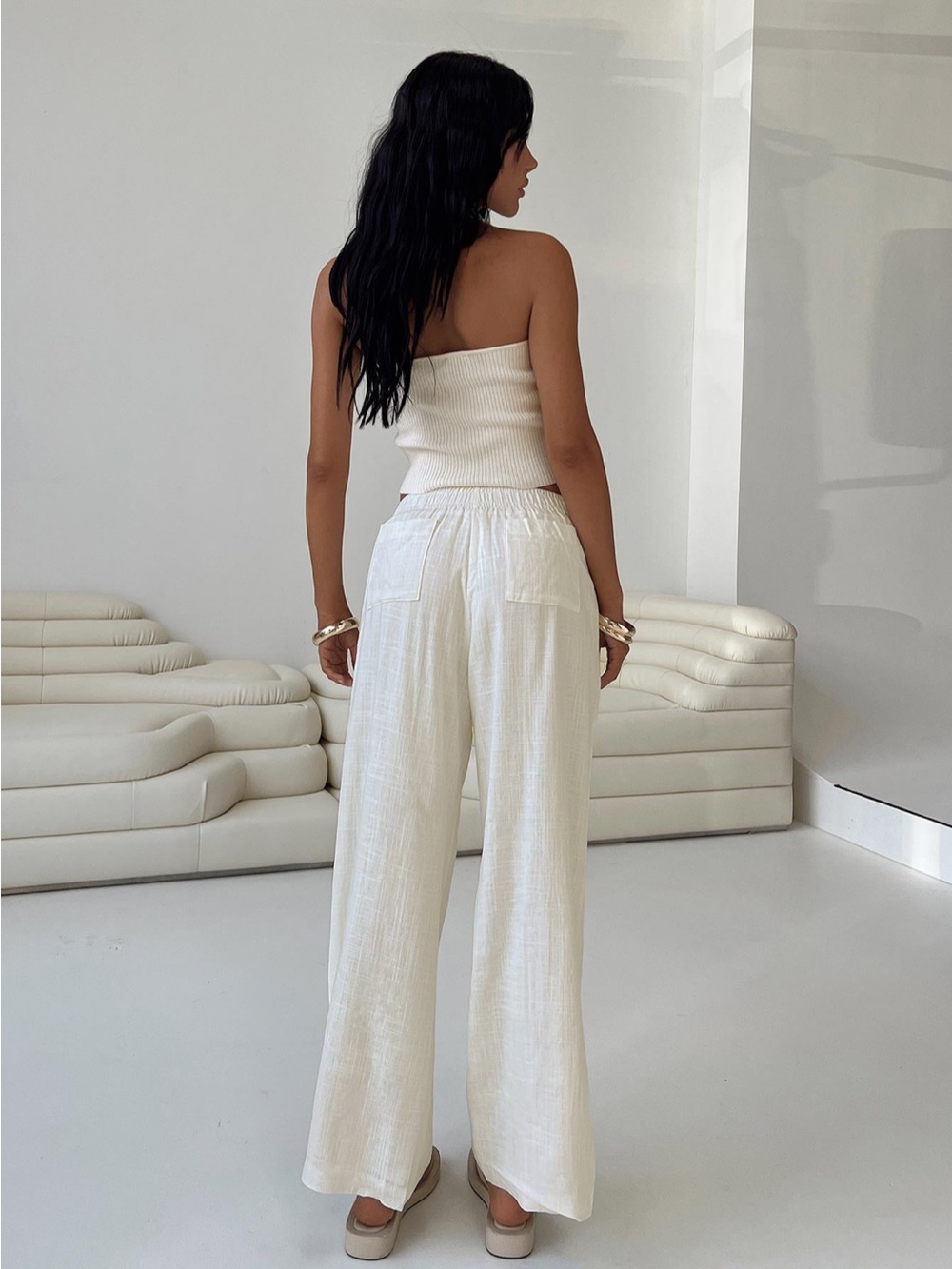 Princess Polly Off White Louis Linen Pants - Picture 7 of 9